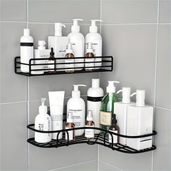 Adhesive Corner Shower Shelf with Hooks and Soap Holder
