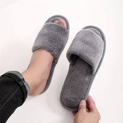Men's Open Toe House Slippers Anti-Skid Winter Shoes