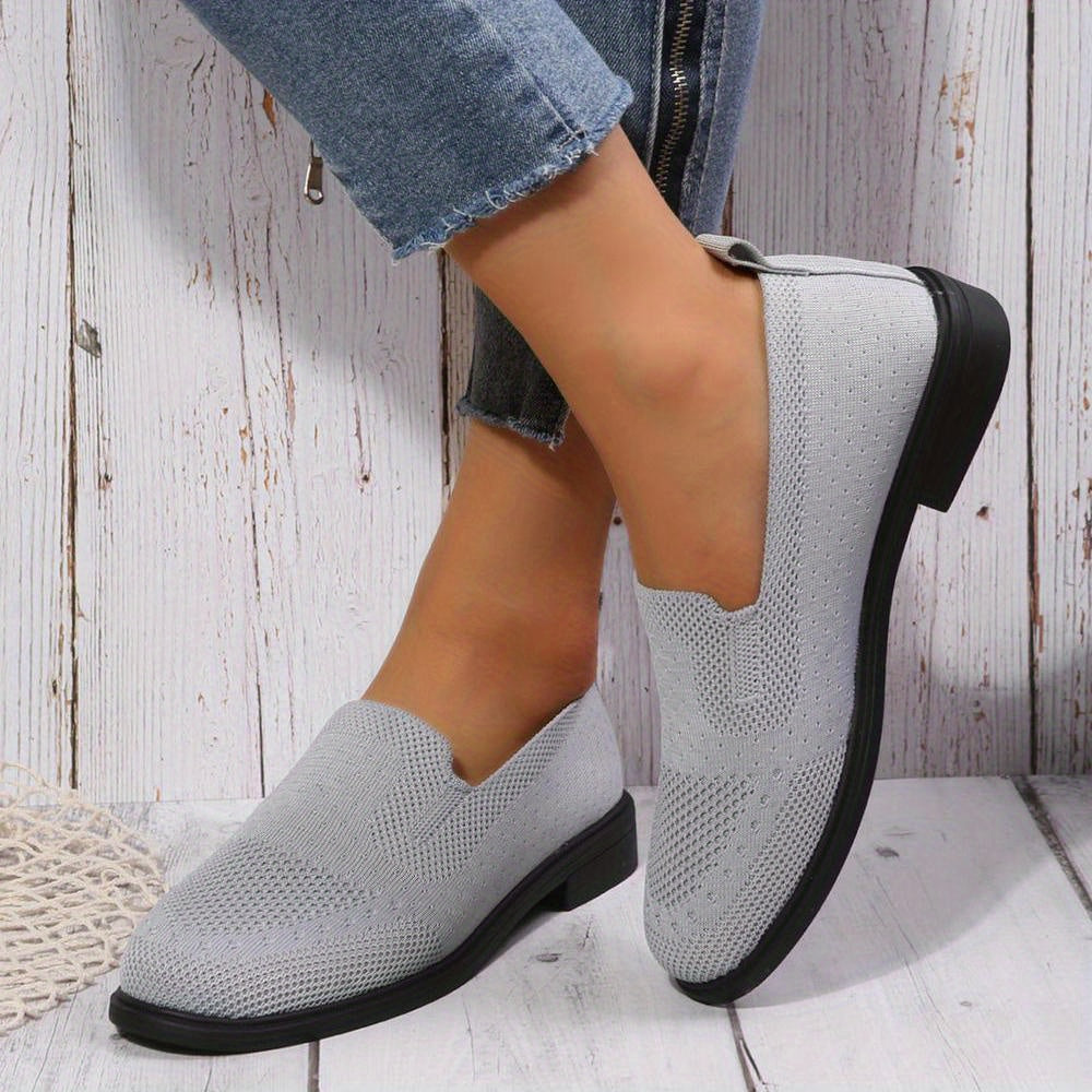 Women's Knitted Flat Shoes Soft Sole Slip On Shoes Comfy Outdoor Flats