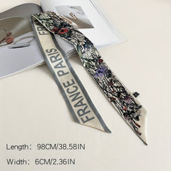 Flower Print Skinny Scarf Neckerchief Hair Ribbon Twilly Scarf