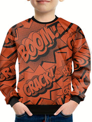Comics Letter Print Kid's Unisex Sweatshirt Pullover for Spring Fall Winter