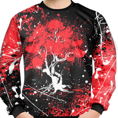 Teens Red Tree 3D Print Block Sweatshirt Casual Pullover Street Wear Clothes