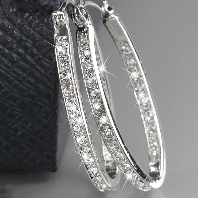 Temperament Zircon Hoop Earrings Zinc Alloy Ear Jewelry Accessories