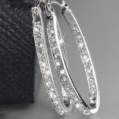 Temperament Zircon Hoop Earrings Zinc Alloy Ear Jewelry Accessories