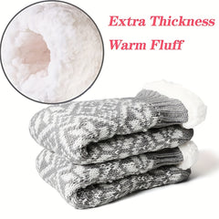Snowflake Print Plush Socks Mid Tube Women's Stockings