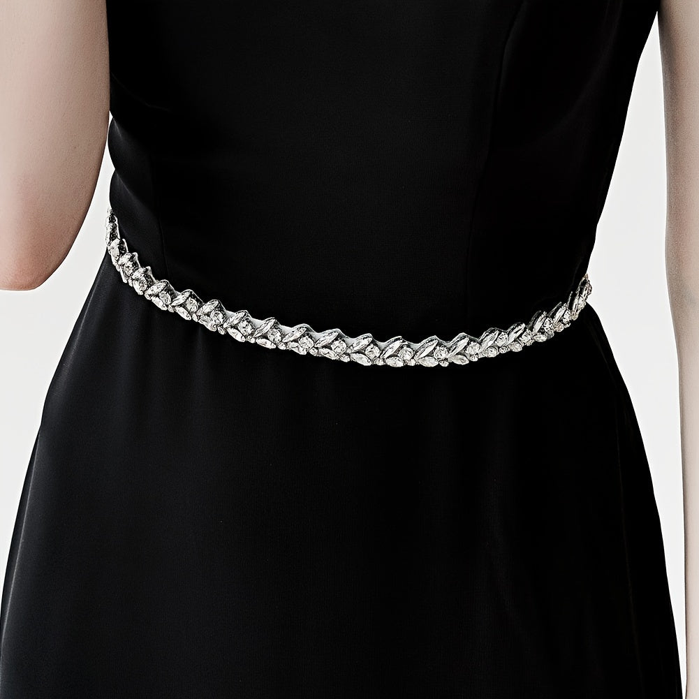 Leaf Rhinestone Bridal Belt Wedding Waist Chain Sash Beaded Handcrafted