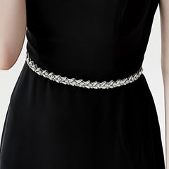 Leaf Rhinestone Bridal Belt Wedding Waist Chain Sash Beaded Handcrafted