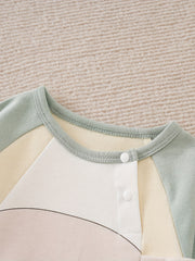 Elephant Long Sleeve Button Up Cotton Baby Bodysuit For Spring