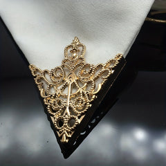 Antique Bronze Retro Palace Collar Pin Hollow Pattern Triangle Collar Buckle