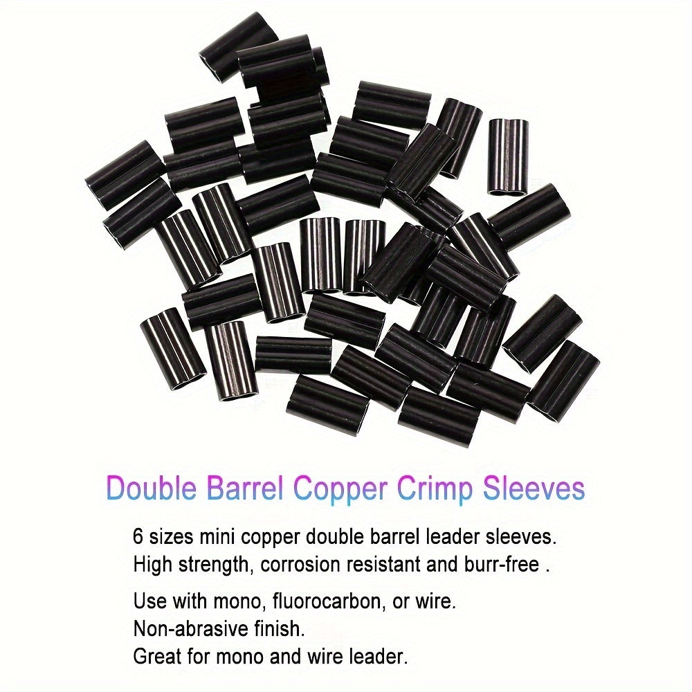 100pcs 6 Sizes Copper Sleeves for Mono Steel Wire Saltwater Fishing Rigs