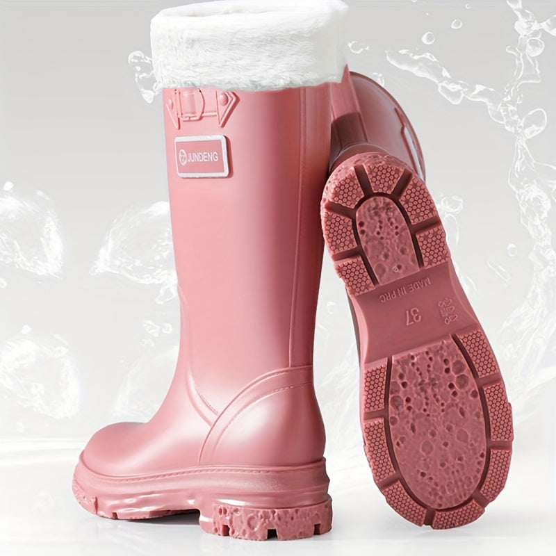 Women's Warm Waterproof Mid Calf Rain Boots