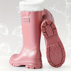 Women's Warm Waterproof Mid Calf Rain Boots