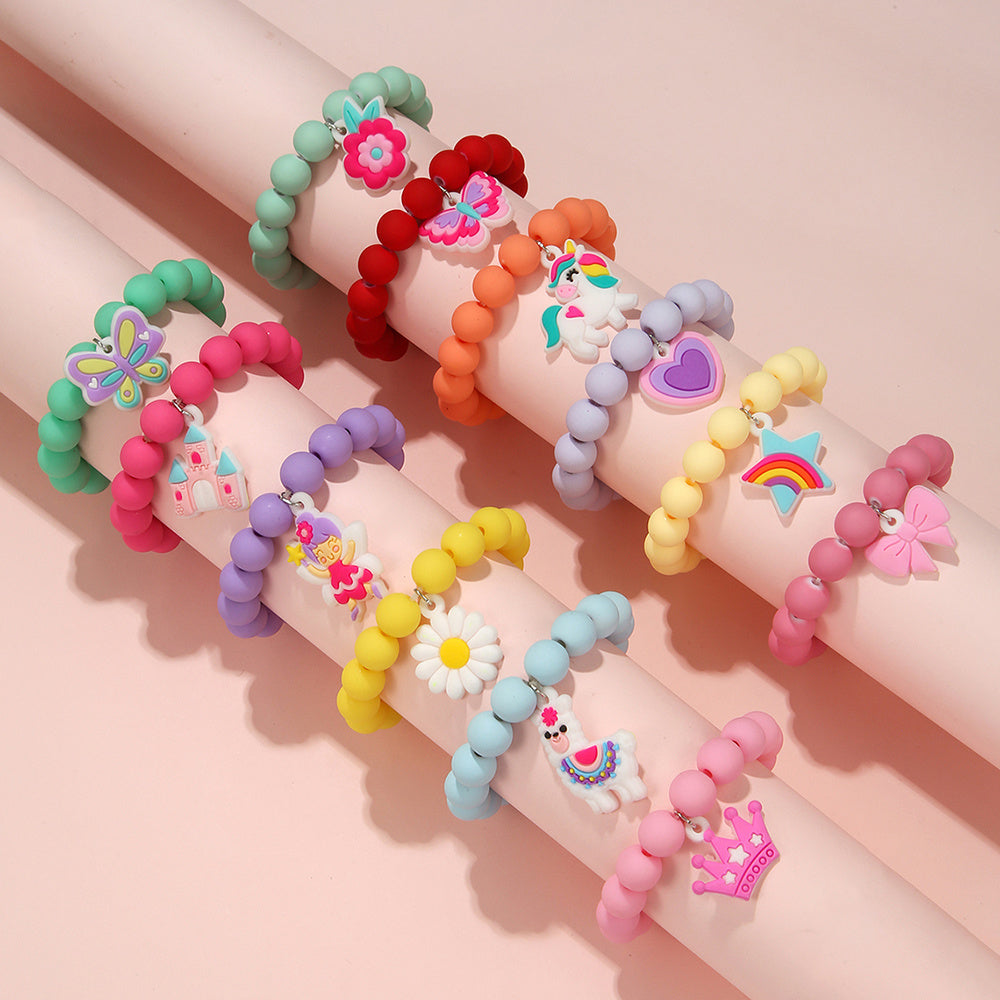 12pcs Girls Unicorn Alpaca Butterfly Crown Bracelet Set