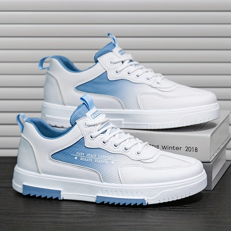 Men's Letters Print Mesh Sneakers Lace Up Casual Walking Shoes