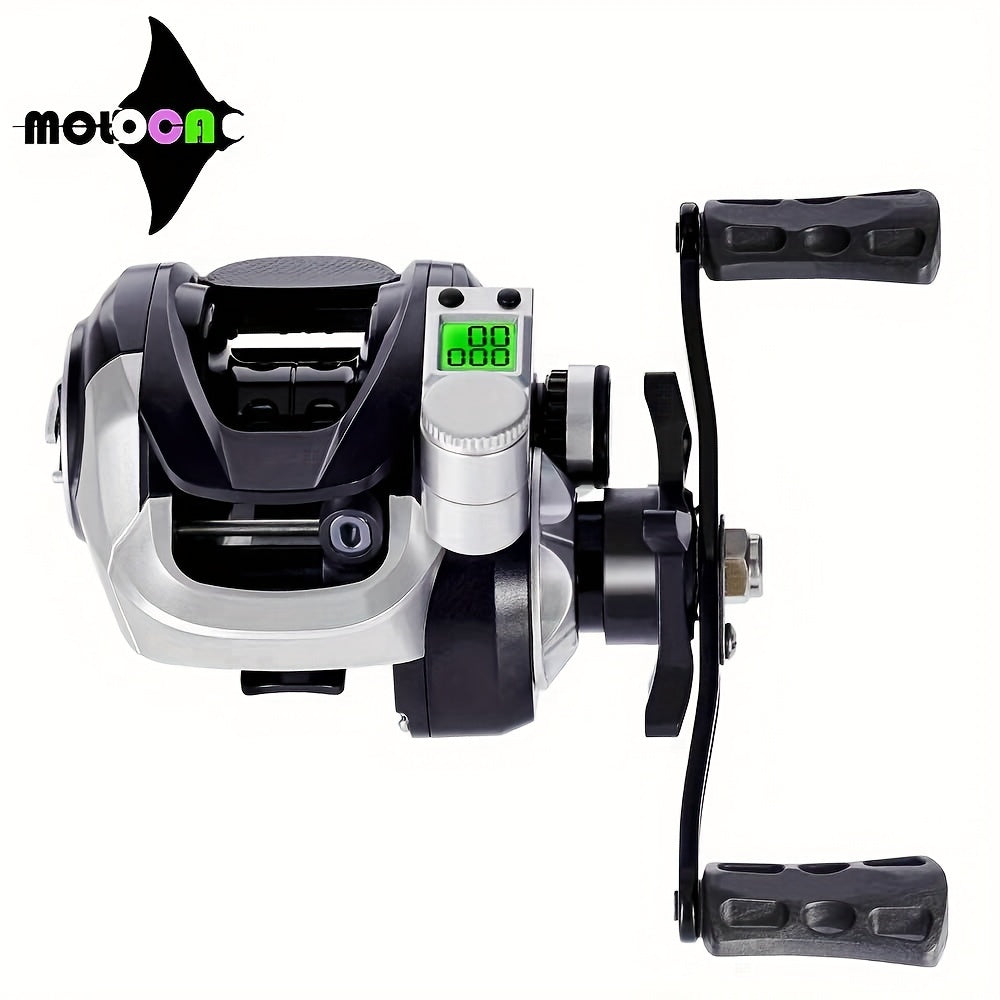 LED Screen Electronic Fishing Reel 7.2:1 Gear Ratio Aluminum Baitcasting