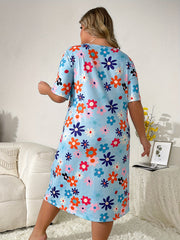 Nightdress Women's Floral Print Short Sleeve Sleep Dress