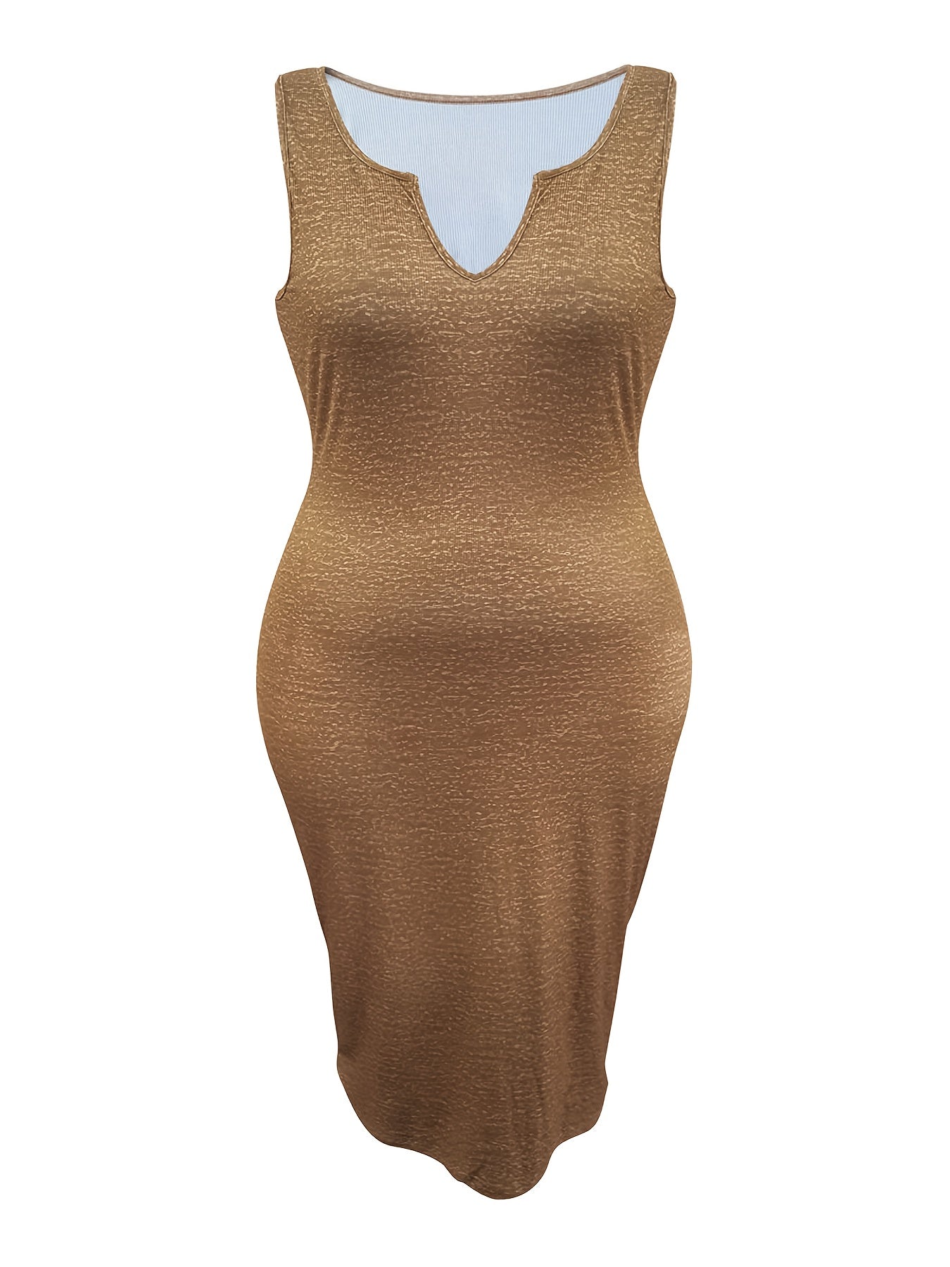 Solid Notched Neck Bodycon Tank Dress
