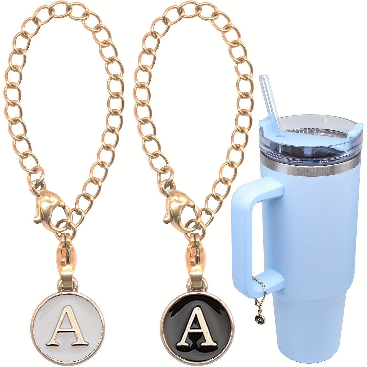 2pcs Initial Letter Cup Handle Charm Cup Identification Decorative Pendant