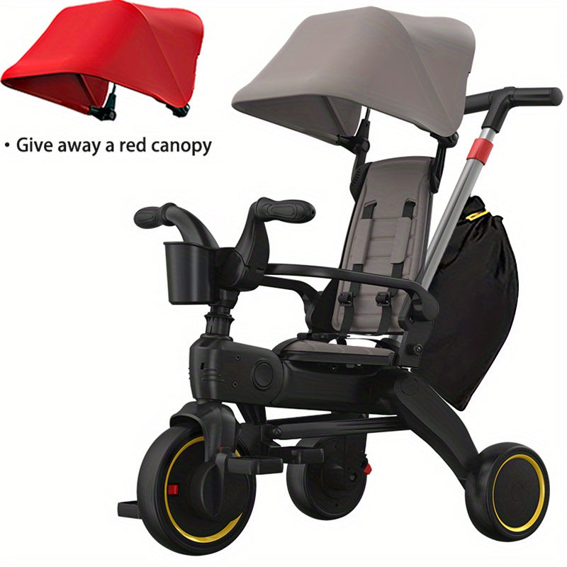 5-In-1 Foldable Trike For Toddlers Ages 10 Months-4 Years Gray