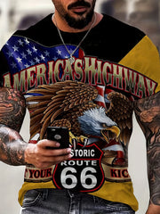 Men's American Flag Print Short Sleeve Tee