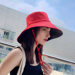 Wide Brim Sun Hat Solid UV Protection Bucket Hat Casual Travel Beach Hats