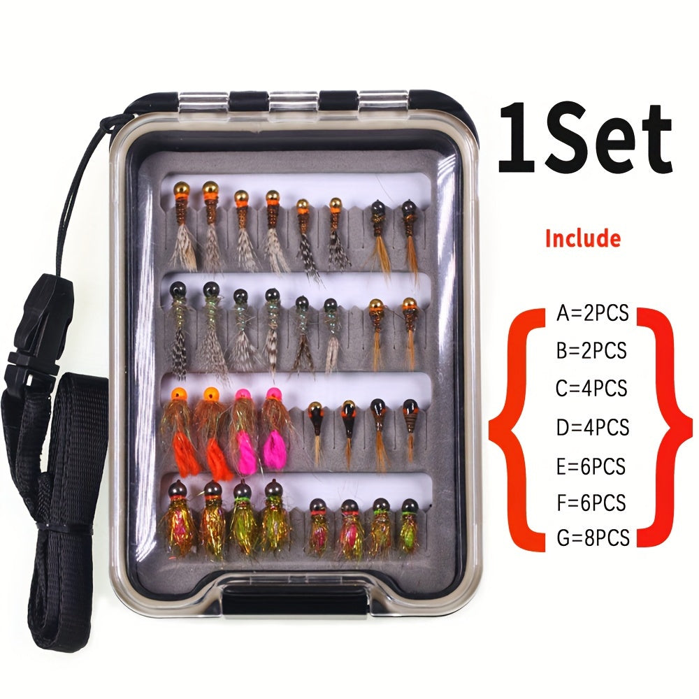 32pcs Tungsten Bead Jig Head Nymph Euro Nymph Wet Fly Fishing