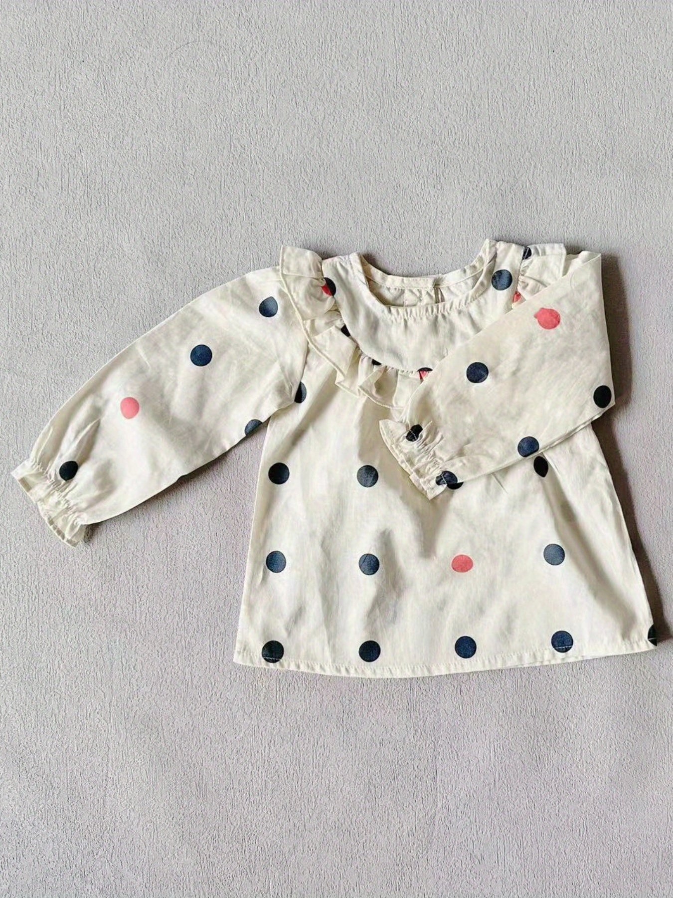 Polka Dot Ruffle Trim Blouse for Little Princess