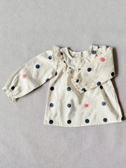 Polka Dot Ruffle Trim Blouse for Little Princess