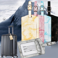 Marble Pattern Luggage Tag Lightweight PU Leather Travel Accessories