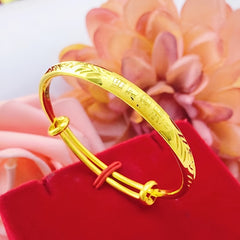 Kids Baby Plated Bangle Blessing Meaningful Chinese Characters Copper Bracelet