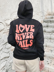 Love Never Falls Hoodie, Drawstring Sweatshirt
