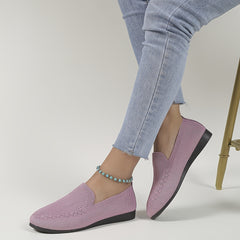Women's Breathable Knit Flat Shoes Lightweight Slip On Shoes