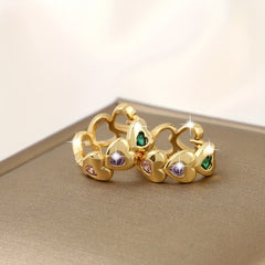 Heart-shaped Rhinestone Chain Earrings for Girls