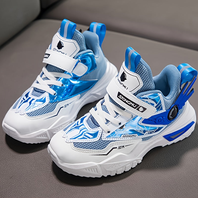 Boys Basketball Shoes Non-Slip Soft Sole Hook & Loop Sneakers