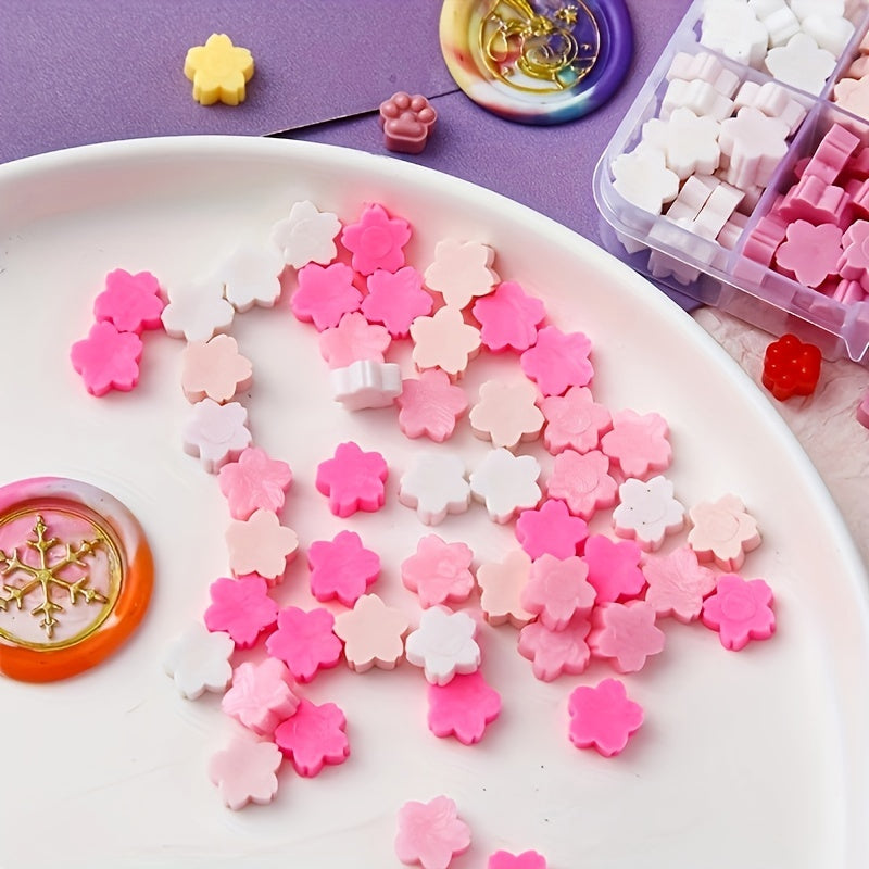 24 Grid Wax Bead Set in Petal Shape Box for Sealing Wax DIY