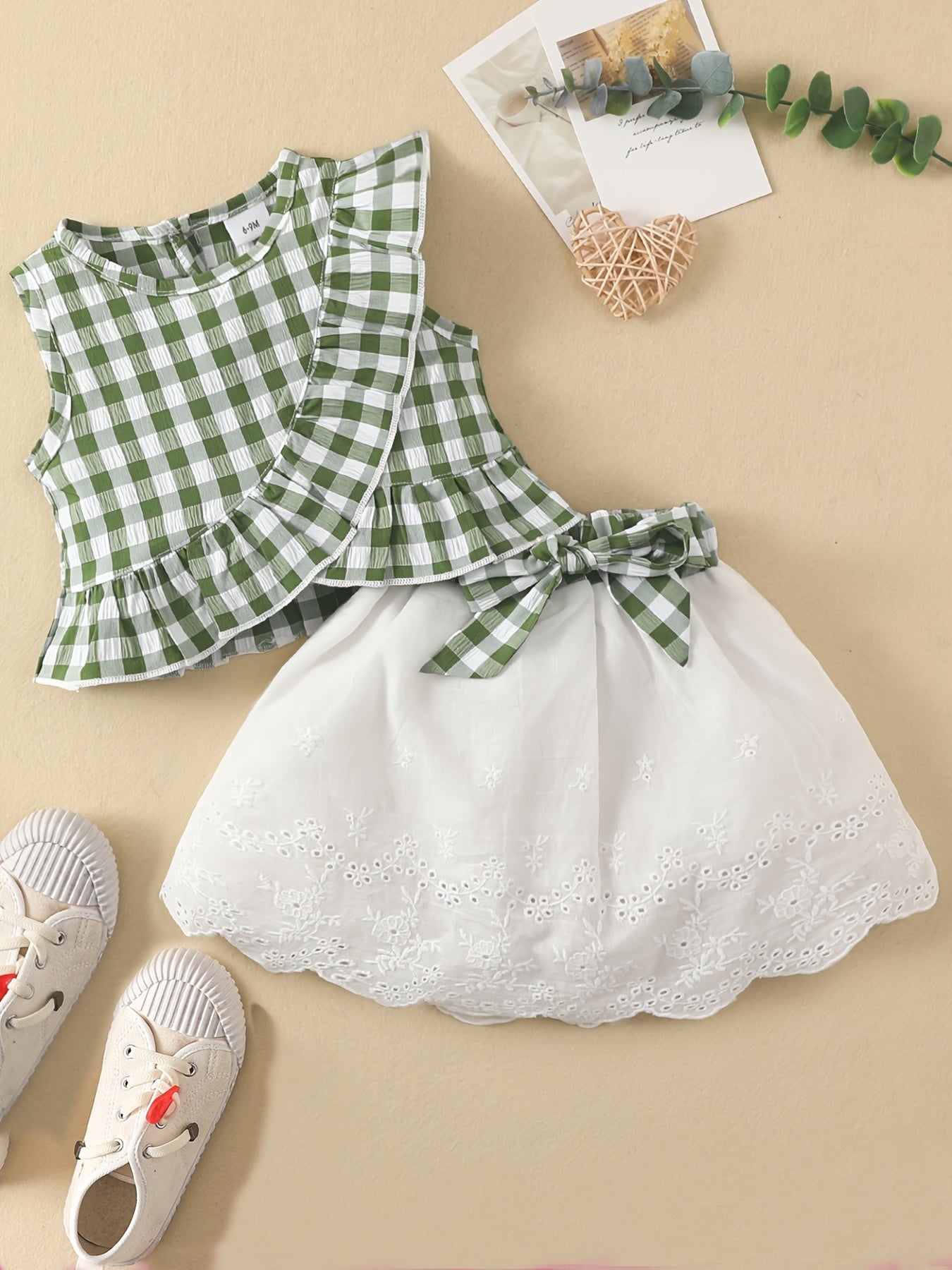 Baby Girls Ruffle Sleeveless Shirt & Bowknot Skirt St Patrick's