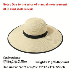 Floppy Straw Sun Hat Wide Brim Breathable Beach Hat
