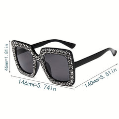 Y2K Oversized Square Rhinestone Sunglasses for Women