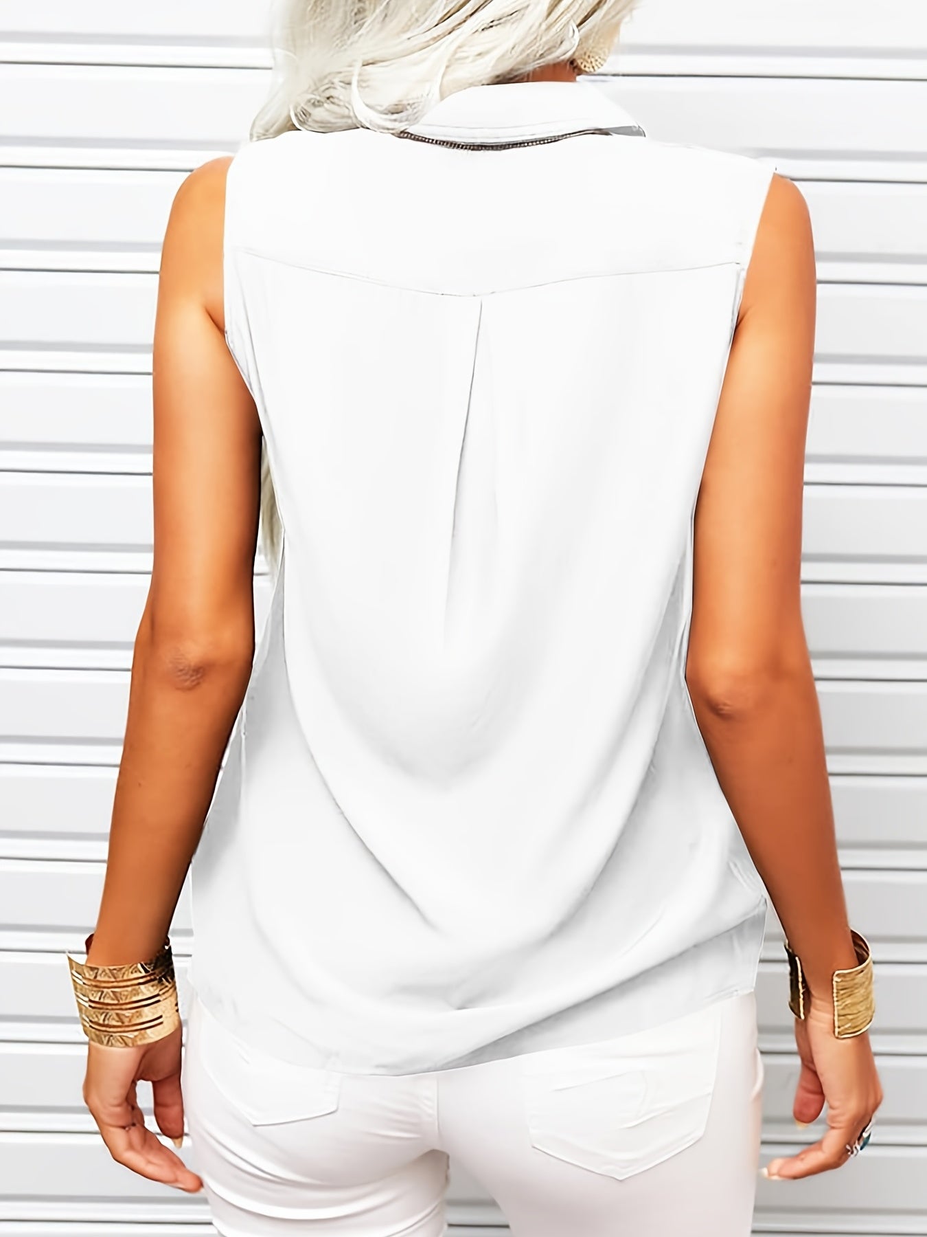 Button Front Tank Top Sleeveless Casual Turn Down Collar