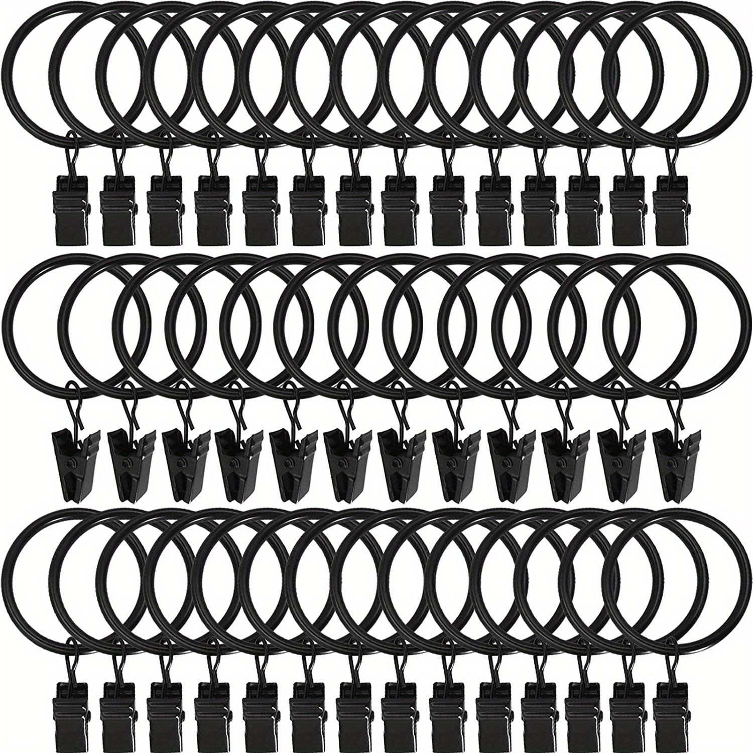 40pcs Curtain Rings with Clips Drapery Hooks Rustproof Metal Clips Hangers