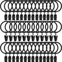 40pcs Curtain Rings with Clips Drapery Hooks Rustproof Metal Clips Hangers