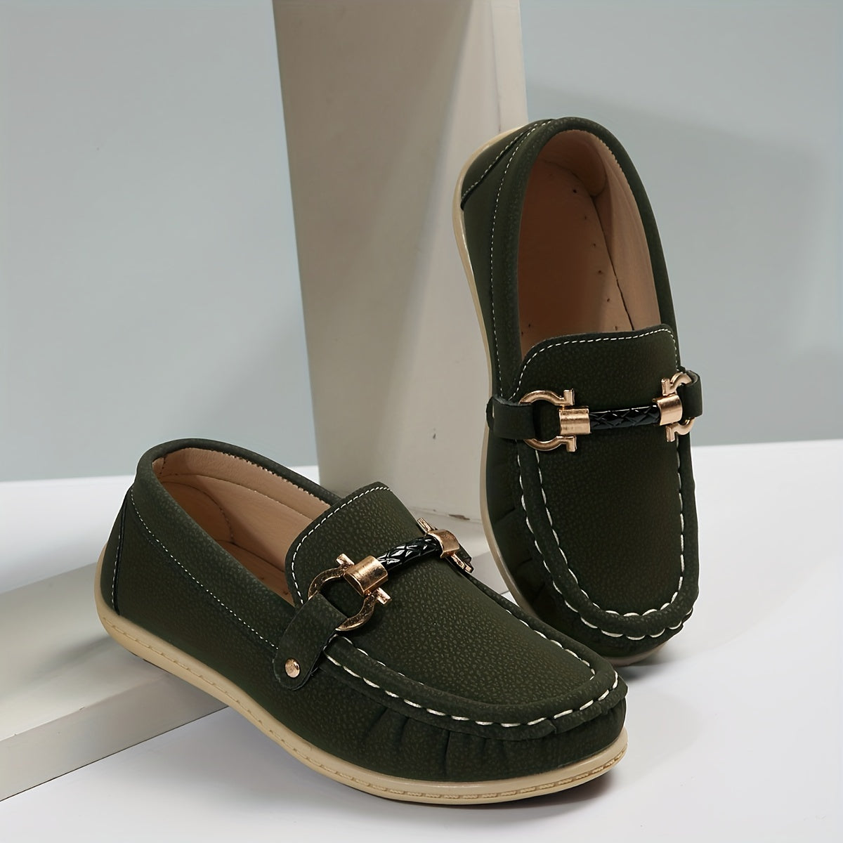 Boy's PU Leather Loafers Casual Slip On Shoes Flat Outdoor Footwear