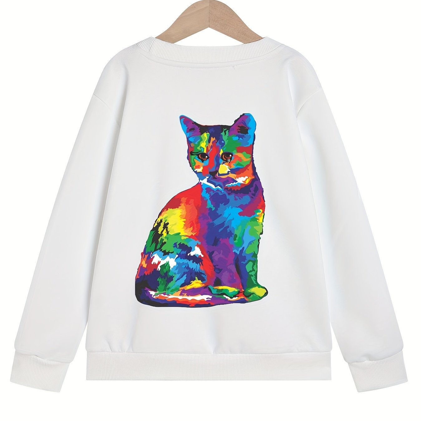 Art Tie Dye Cat Graphics Girls' Sweatshirt Pullover