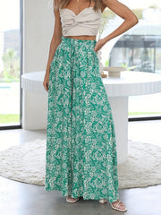 Floral Print Wide Leg Pants High Waist Casual Pants