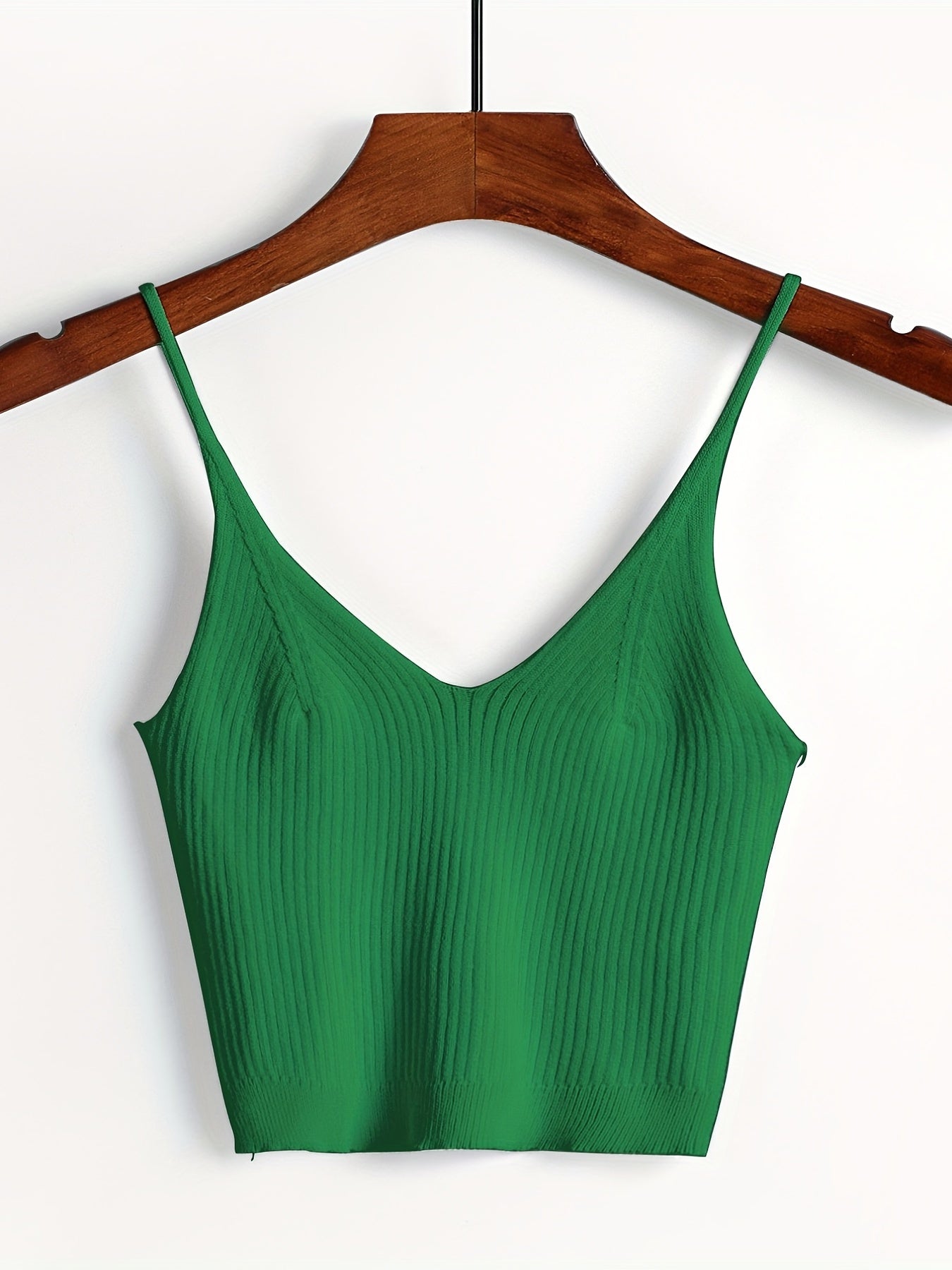 Ribbed Crop Cami Top Backless Slim Spaghetti Strap Crop Top