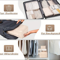 7pcs Portable Travel Bag Set Zipper Packing for Luggage Underwear Shoes Makeup