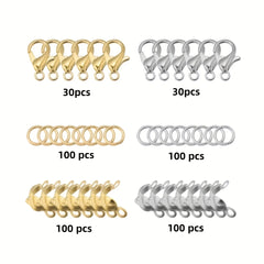 460pcs Jewelry Making Kit Lobster Clasp Jump Rings Crimps Beads Box Supplies