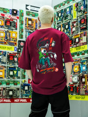 Cartoon Skater Print Men's Graphic T-shirt for Summer
