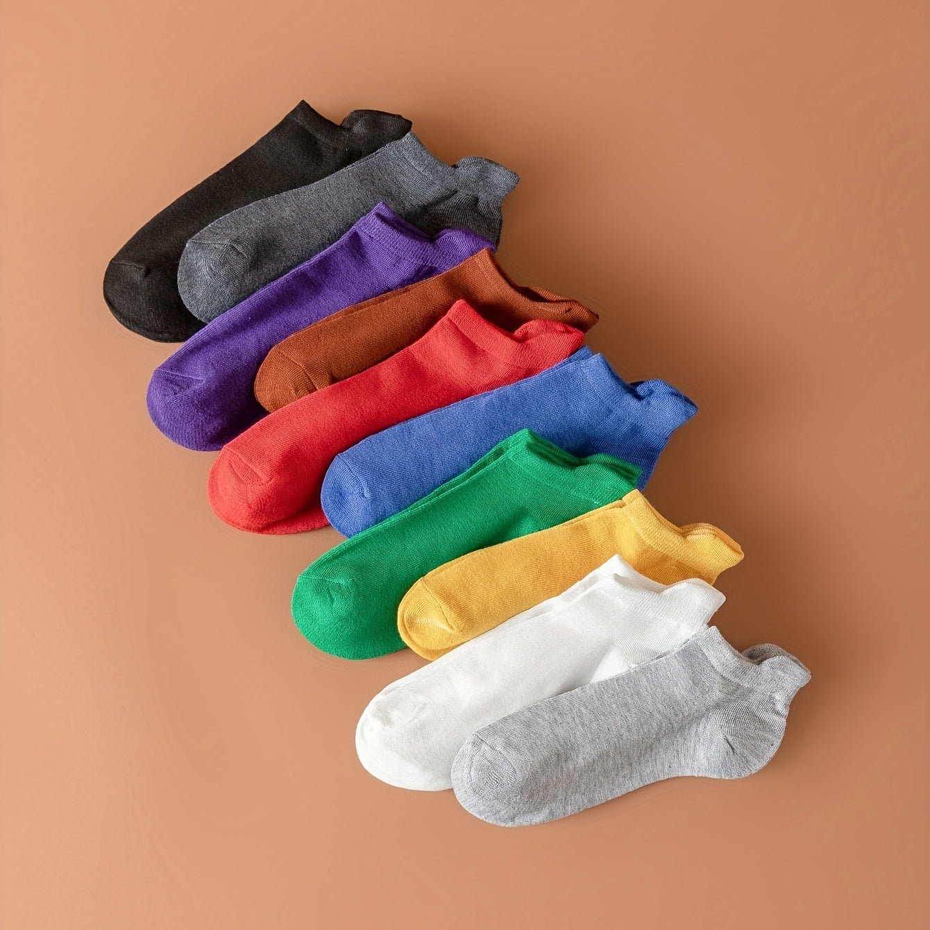 10 Pairs Women's Low Cut Ankle Socks Solid Soft Lightweight Stockings