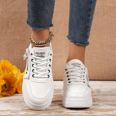 Letter Graphic Chunky Sneakers Lace-up Platform Shoes